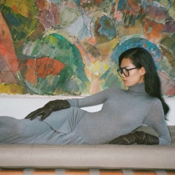 Helsa Oakleigh Maxi Knit Dress in Light Grey Size Small - Picture 9 of 9